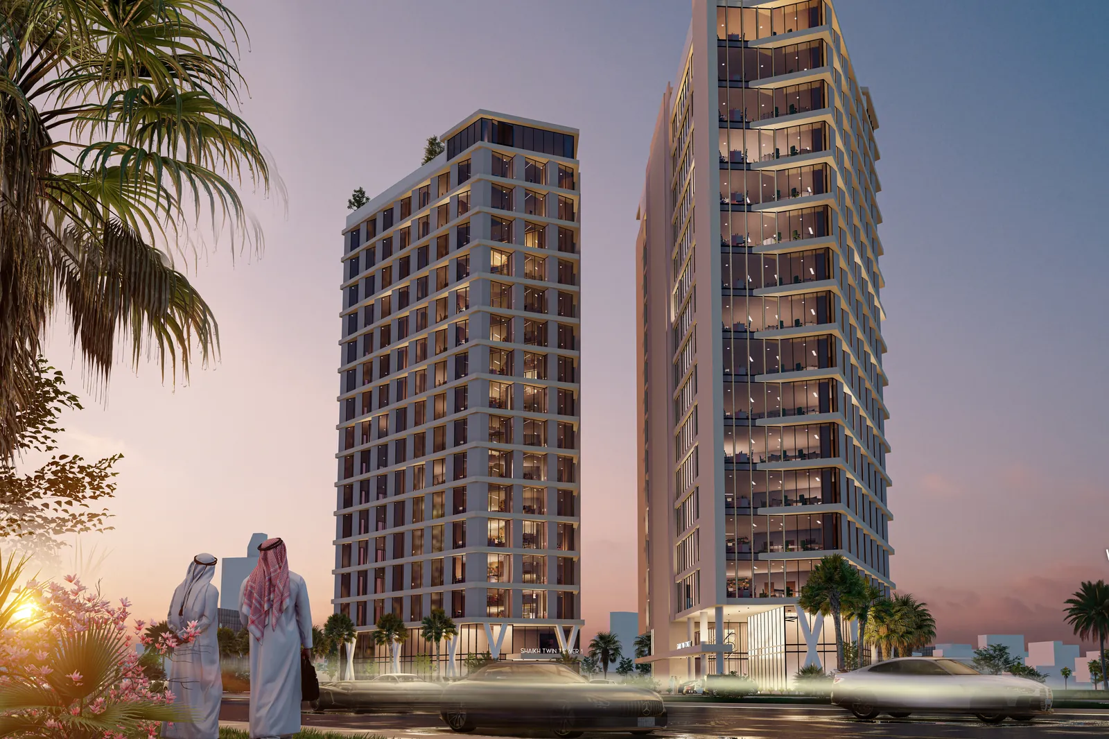مدخل البرج وواجهة المعارض